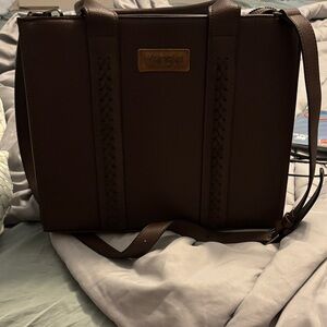 Wrangler Brown tote purse with Braided Detail